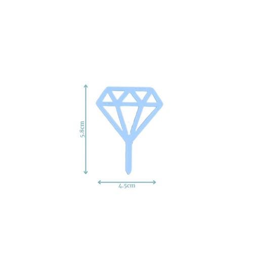 Elegant blue diamond-shaped topper measuring 5.8 cm tall, perfect for enhancing celebrations and dessert displays.