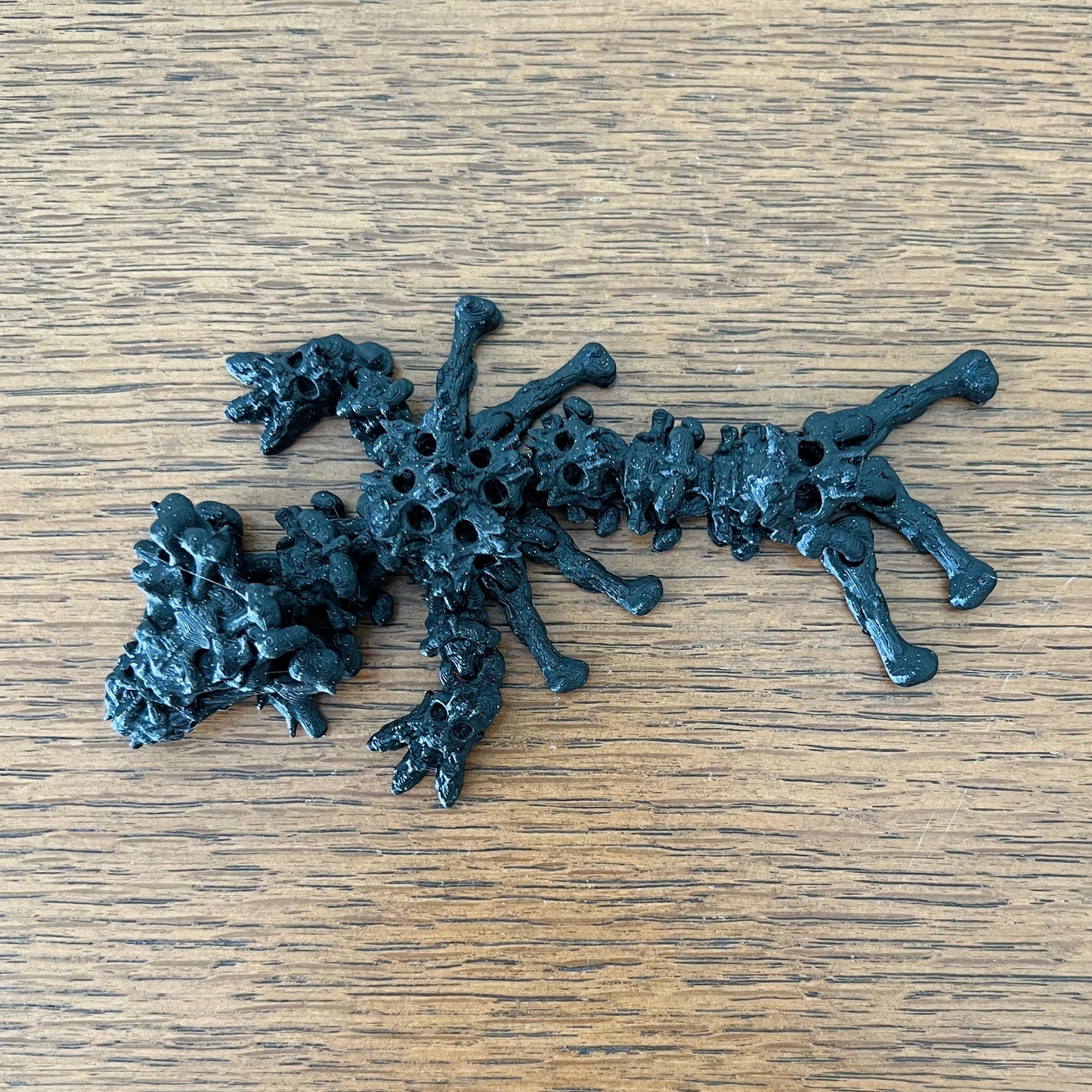 A black, wingless dragon with skull-like features, showcasing intricate bone details for a mystical touch.