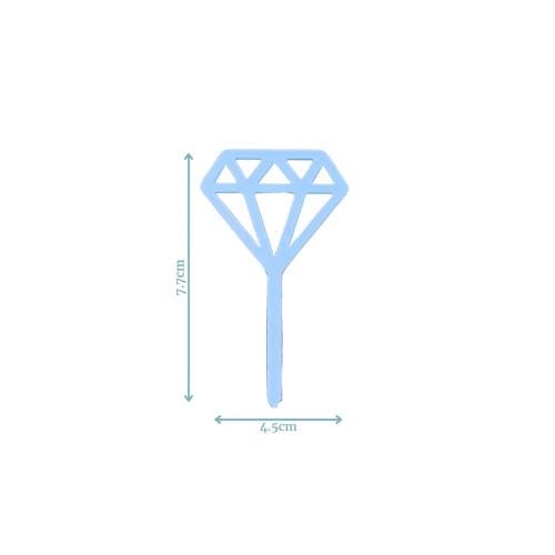 Blue diamond-shaped topper, 7.7cm tall, adding elegance to any dessert display for celebrations and special occasions.