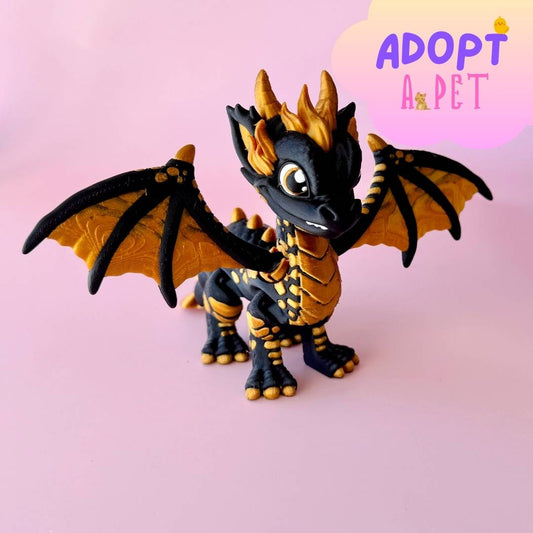 Western Dragon Black & Gold Figurine