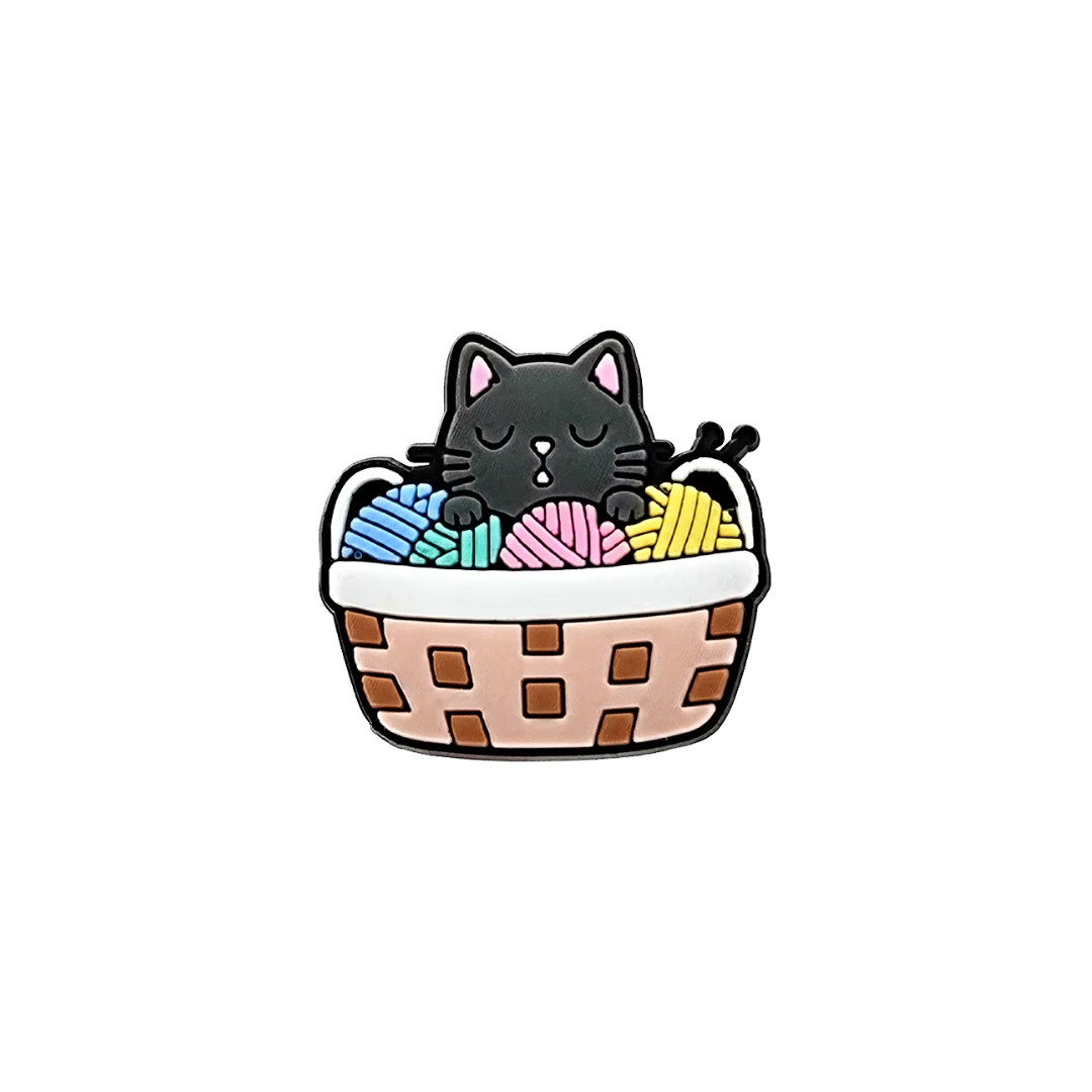 Cat in Basket Shoe Charm
