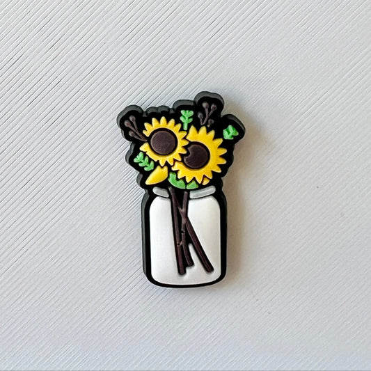 Sunflowers In White Vase Shoe Charm