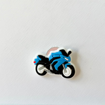 Blue Motorbike Shoe Charm