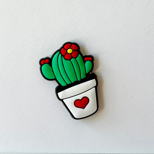 Cactus with Red Flower Shoe Charm
