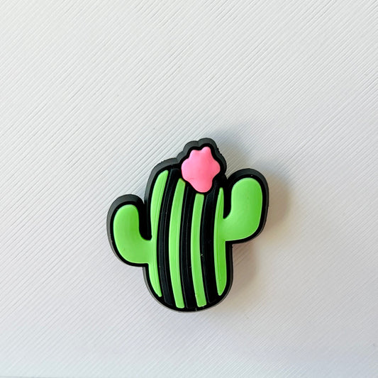 Green Cactus with Pink Flower Shoe Charm