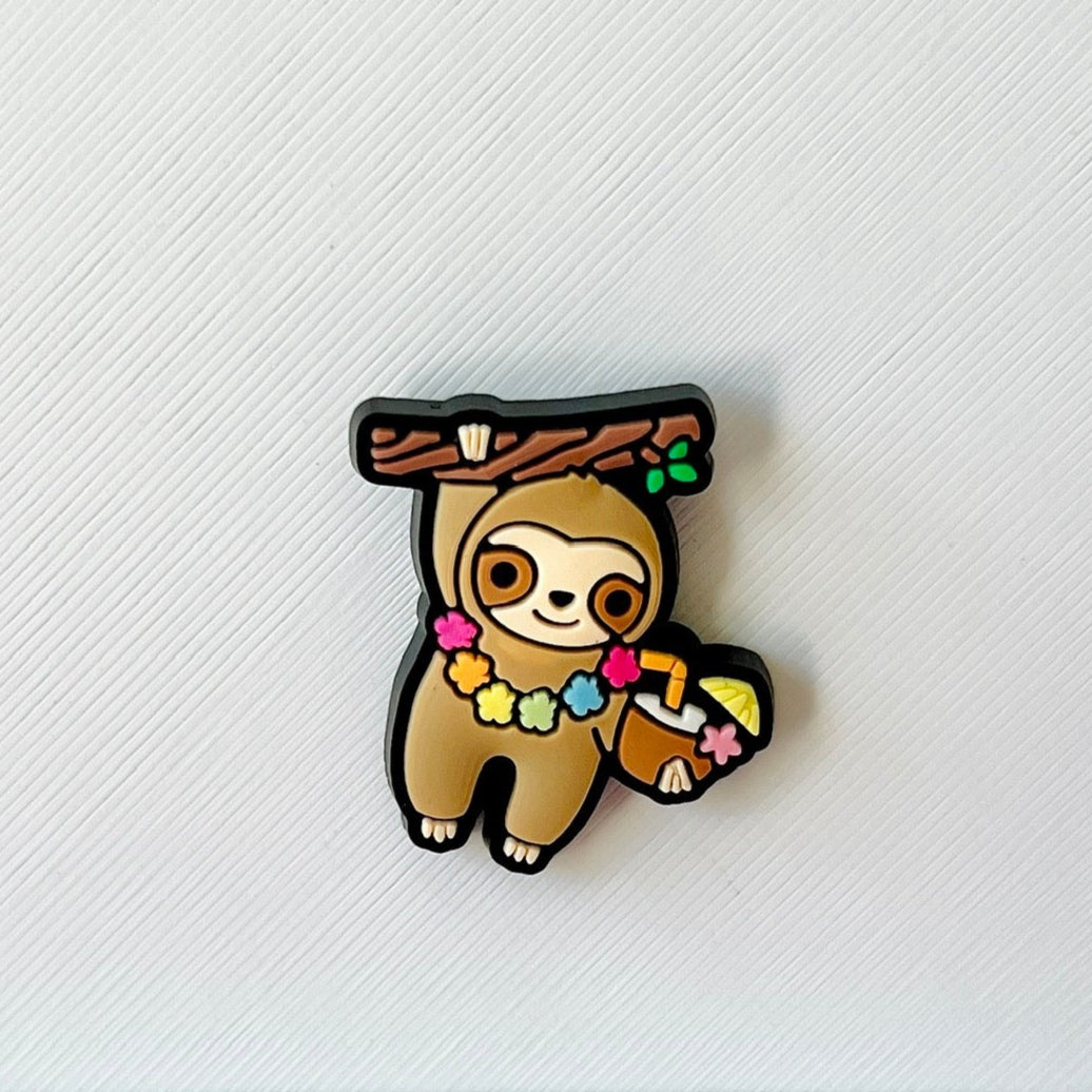 Tropical Sloth with Coconut Drink Shoe Charm