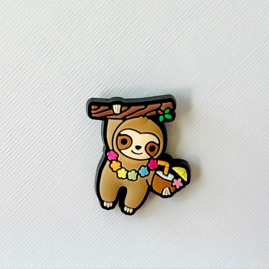 Tropical Sloth with Coconut Drink Shoe Charm