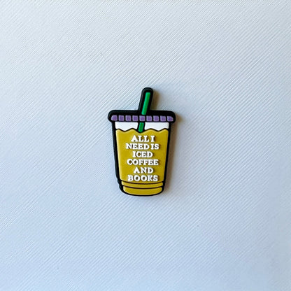 Iced Coffee & Books Shoe Charm