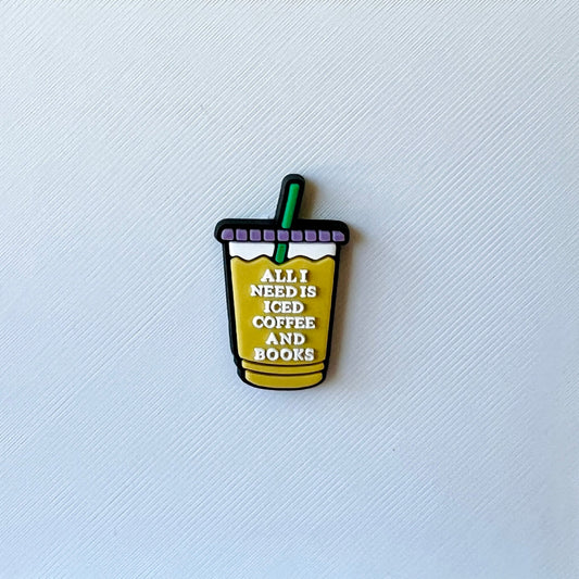 Iced Coffee & Books Shoe Charm