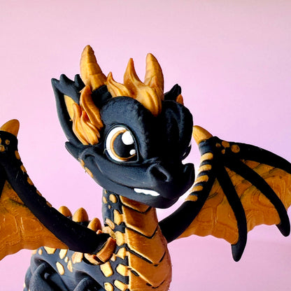 Western Dragon Black & Gold Figurine