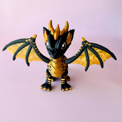 Western Dragon Black & Gold Figurine