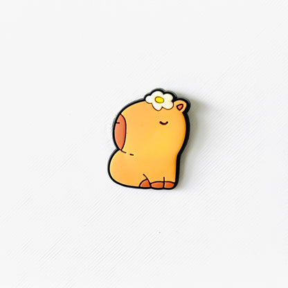 Charming capybara with a flower on its head, perfect for adding whimsy to your footwear.
