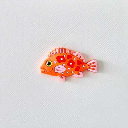 Vibrant soldierfish charm in bright orange with pink accents, perfect for adding a fun oceanic touch to footwear.