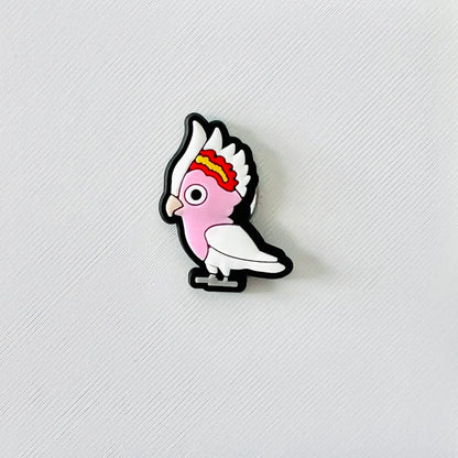 Charming pink cockatoo with soft feathers and vibrant details, perfect for adding a tropical touch to your footwear.