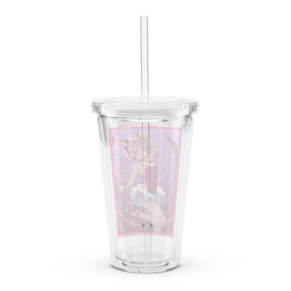 Clear tumbler featuring a cute ballet girl with pink and purple accents, perfect for stylish sipping on the go.