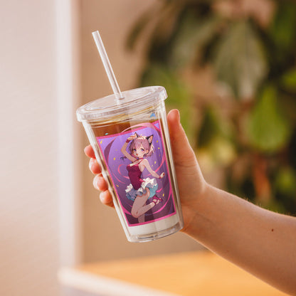 Clear tumbler featuring a ballet girl illustration in pinks and purples, perfect for stylish hydration on the go.