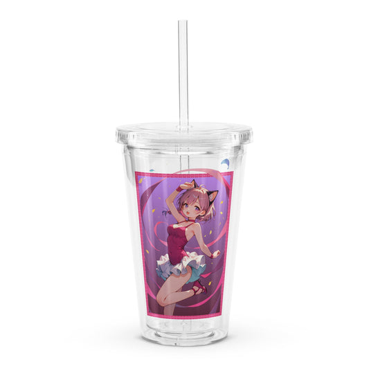 Clear tumbler featuring a cute ballet girl in pinks and purples, perfect for dance lovers and stylish sipping on the go.