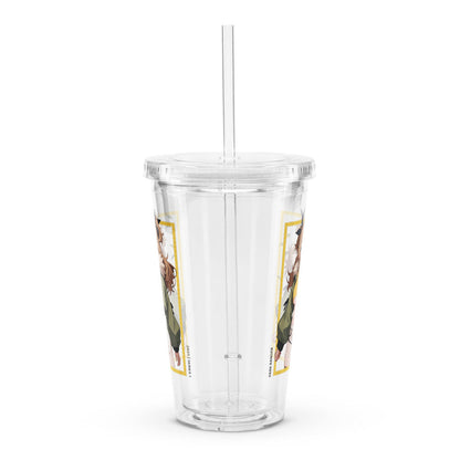 Clear tumbler featuring a charming park ranger waifu with vibrant colors and double-wall insulation for cool drinks.