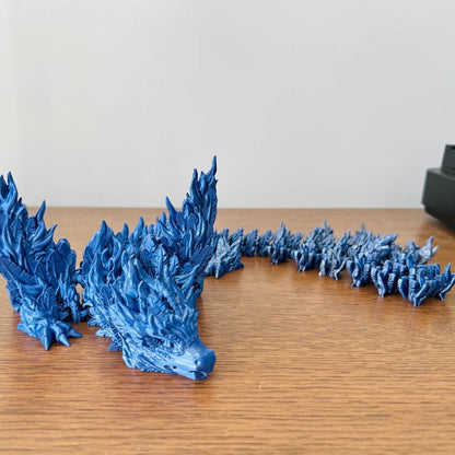 Majestic blue Phoenix Dragon with intricate detailing, showcasing powerful wings and a striking, elongated body.