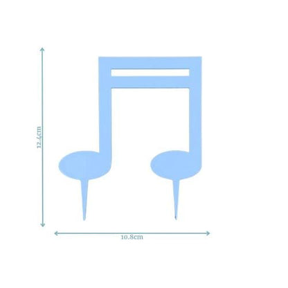 Sky blue music note topper with playful design, perfect for adding fun to birthdays and musical celebrations, measuring 12.4c