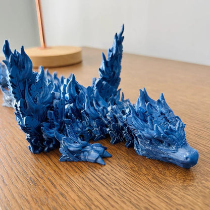 A majestic blue Phoenix Dragon with intricate detailing, showcasing powerful wings and a striking presence.