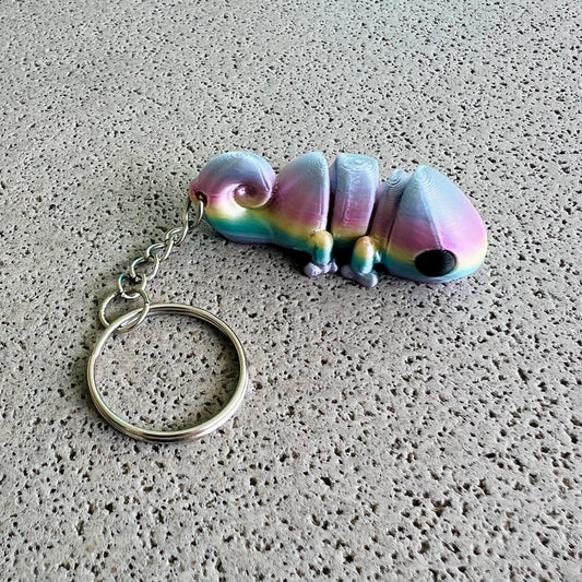 Colorful chameleon keychain with a whimsical design, perfect for adding flair to keys or bags.