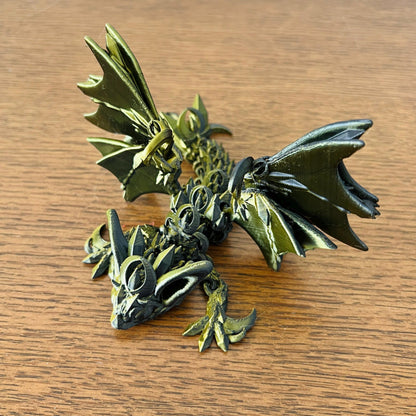 Dark dragon with bat-like wings, intricate details, and a sleek design, embodying the allure of the night.