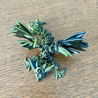 A sleek, dark dragon with bat-like wings and intricate details, evoking the allure of night and mystery.